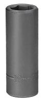 19L718 Impact Socket, Deep, 1/2 In Dr, 6 Pt, 19mm