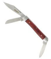 19T067 Folding Knife, 3 Blade, 2-3/4 In, Wood