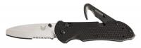 19T088 Folding Knife, Serrated, Blunt, 3-1/2In, Blk