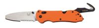 19T092 Folding Knife, Serrated, Blunt, 3-1/2In, Org