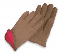 1AD87 Jersey Gloves, Poly/Cotton, L, Brown, PR