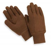1AV08 Jersey Gloves, Poly/Cotton, L, Brown, PR