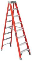 1CMP8 Stepladder, Fiberglass, 8 ft. H, 300 lb Cap