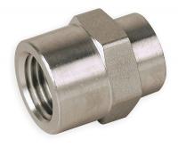 1DGB8 Female Hex Coupling, Pipe 1/4 In, Hex 3/4