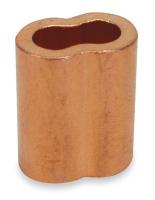 2VJZ6 Wire Rope Sleeve, 7/32 In, Copper, PK 25