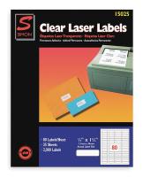 1EFR5 Laser Label, 1/2x1 3/4In, PK 25, Clear