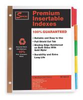 1EFT6 Index Tab Set, Insertable, 5 Tabs, Colored