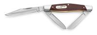 1EKK6 Folding Pocket Knife, 3 Blades, Woodgrain