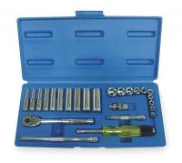1EZR4 Socket Set, SAE, 1/4 In Dr, 25 PC