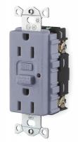 1GCL8 Receptacle, GFCI, 15 A, Gray, Dplx