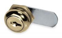 1HYJ3 Disc Cam Lock, Brass, 5 Pin, Length 3/8 In