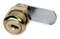 1HYN7 Disc Cam Lock, Brass, 5 Pin, Length 7/8 In