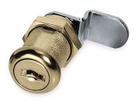 1HYR7 Disc Cam Lock, Brass, 5 Pin, 1 1/8 In Long