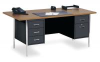 1JU35 Desk, Double Pedestal, Walnut, 72In H