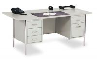 1JU36 Desk, Double Pedestal, Gray, 72In H