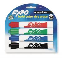 1JU90 Marker, Dry Erase, Chisel, PK4