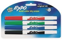 1JU92 Marker, Dry Erase, Fine, Assorted, PK4