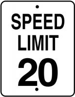 6CFF5 Traffic Sign, 24 x 18In, BK/WHT, SP LIM 20