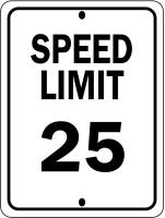 1K845 Traffic Sign, 24 x 18In, BK/WHT, SP LIM 25