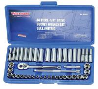 1KEH6 Socket Set, 1/4 In Drive, 6 Pt, 44 PC