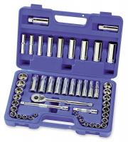 1KEH7 Socket Set, 3/8 In Drive, 6 Pt, 49 PC