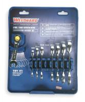 1LCE7 Ratcheting Wrench Set, Metric, 12 pt., 8 PC