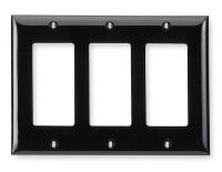 1LXW2 Wall Plate, Black, 3Gang, Black