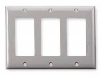 1LXW3 Wall Plate, GFCI, 3Gang, Gray