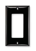 1LXW7 Wall Plate, Black, 1Gang, Black