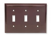 1LXY8 Wall Plate, Switch, 3Gang, Brown