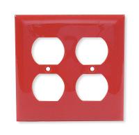 1LYD9 Wall Plate, Duplex, 2Gang, Red