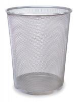 1LYL9 Wastebasket, Round, Silver, Mesh, 5 G