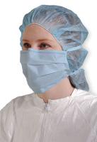 1MKW6 Cleanroom Mask, Universal, Blue, PK 500