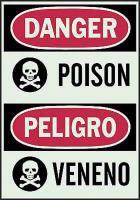 1ML34 Danger Sign, 10 x 7In, R and BK/GRN, SURF