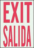 1ML40 Exit Sign, 10 x 7In, R/WHT, Exit/Salida