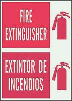 1ML41 Fire Extinguisher Sign, 10 x 7In, WHT/R