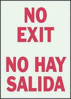 1ML44 No Exit Sign, 10 x 7In, R/WHT, Bilingual