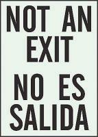 1ML45 Not An Exit Sign, 10 x 7In, BK/WHT, Text