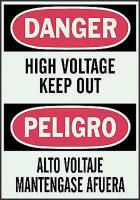 1ML73 Danger Sign, 14 x 10In, R and BK/GRN, Text