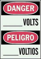 1ML76 Danger Sign, 14 x 10In, R and BK/GRN, Text