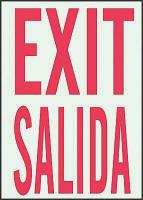 1ML81 Exit Sign, 14 x 10In, R/WHT, Exit/Salida