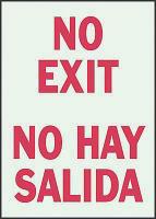 1ML85 No Exit Sign, 14 x 10In, R/WHT, Bilingual