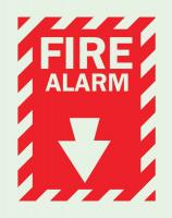 1NK98 Fire Alarm Sign, 14 x 10In, GRN/R, Fire ALM