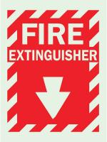 1NK99 Fire Extinguisher Sign, 14 x 10In, GRN/R