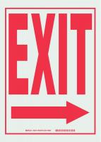 1NL37 Exit Sign, 10 x 14In, R/WHT, Exit, ENG, SURF
