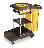 1PBJ6 Janitor Cart, Black, Plastic/Aluminium