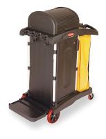 1PBJ9 Microfiber Janitor Cart, Black, Plstc/Alum