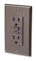 1PLT1 GFCI Receptacle, 15 Amps AC, 5-15R, Brown