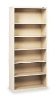 1PX82 Welded Steel Bookcase, H 72, 6 Shelf, Putty