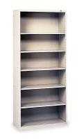 1PX83 Welded Steel Bookcase, H 72, 6 Shelf, Gray